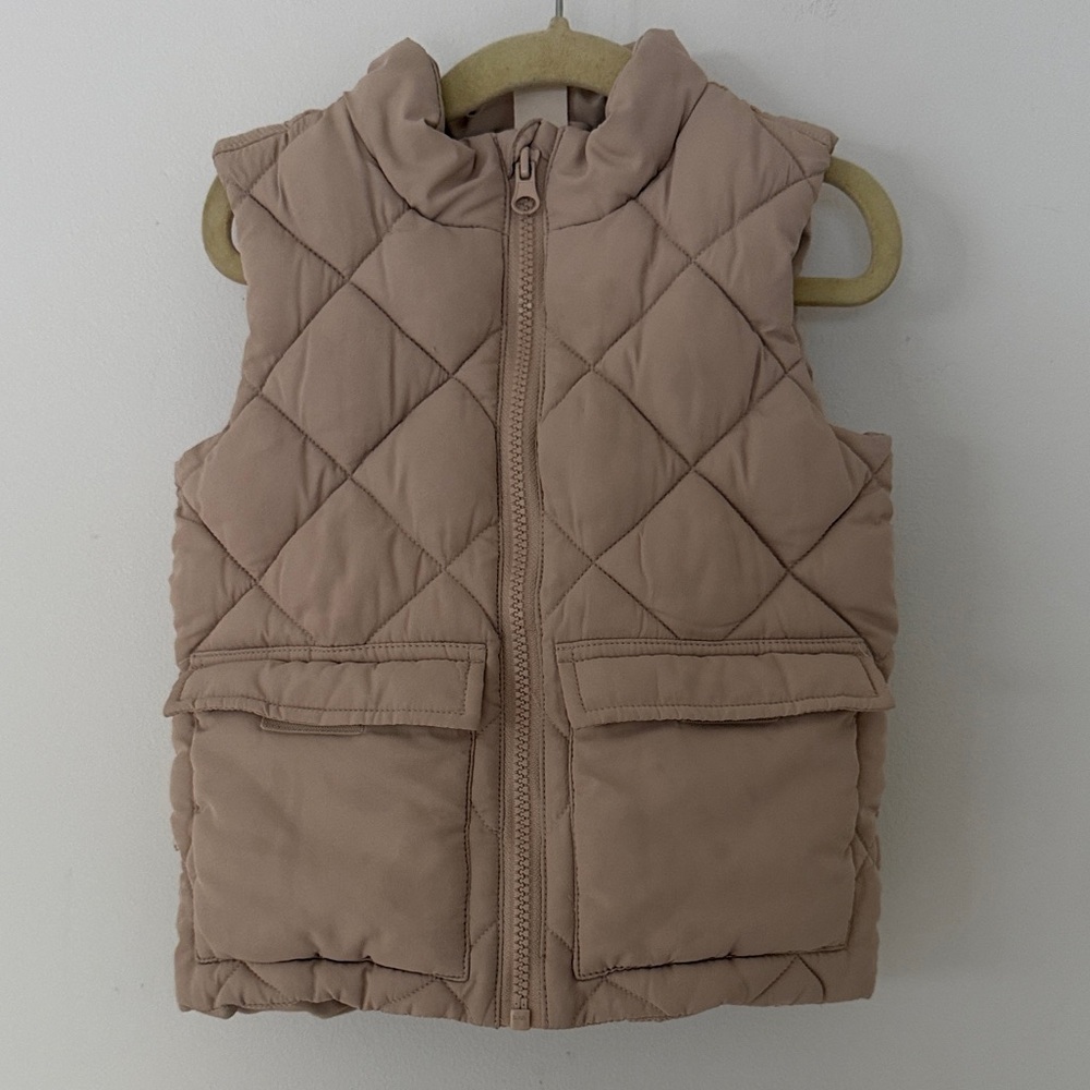 H&M Quilted Blush / Tan Sleeveless Puffer Vest Excellent Condition Size 2T